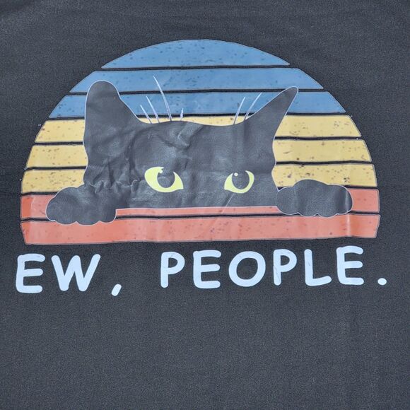 Cat Graphic SS Tee Black "Ew, People" - Size Small - Picture 1 of 4